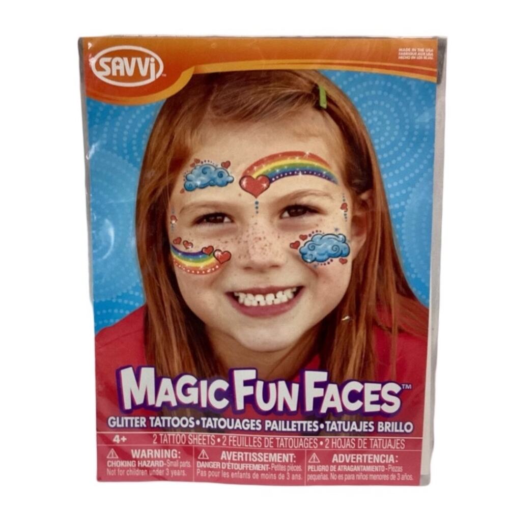 Temporary Tattoos ~ Glitter Rainbow Face Magic Fun Faces
